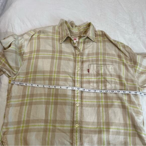 Levi’s Ladies Relaxed Fit Button Up lightweight Flannel Check Plaid Shirt sz L - Picture 7 of 11
